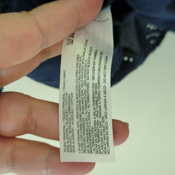 Couchel Navy Blue Leaf Eyelet Oversized Boho Relaxed Fit Dropped Shoulder Top - Picture 6 of 7